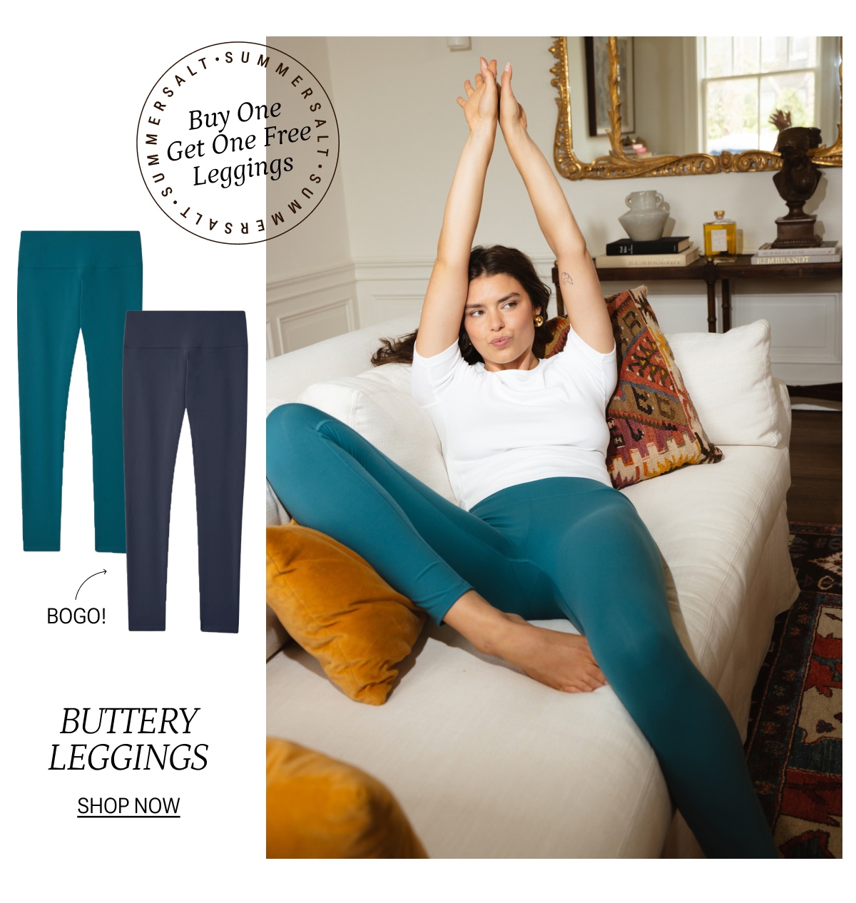 Model in venetian leggings