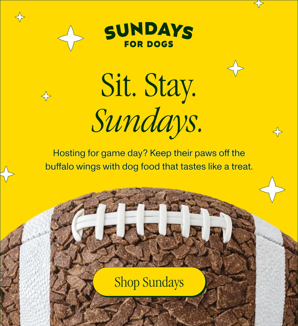 Sit. Stay. Sundays. Hosting for game day? Keep their paws off the buffalo wings with dog food tha...