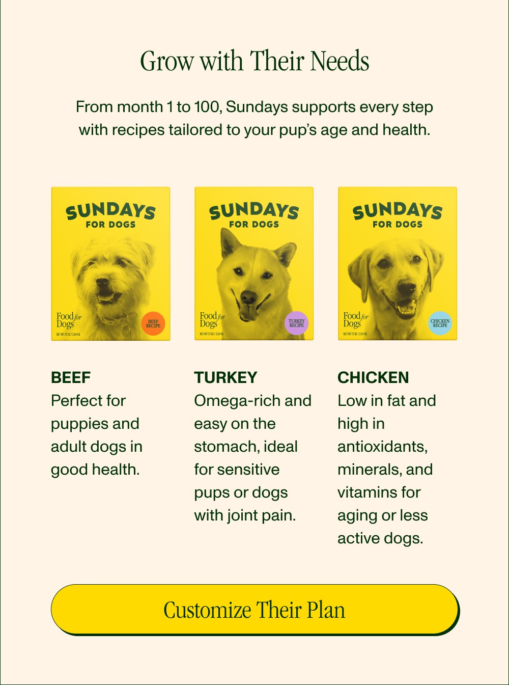 Grow with Their Needs  From month 1 to 100, Sundays supports every step with recipes tailored to ...