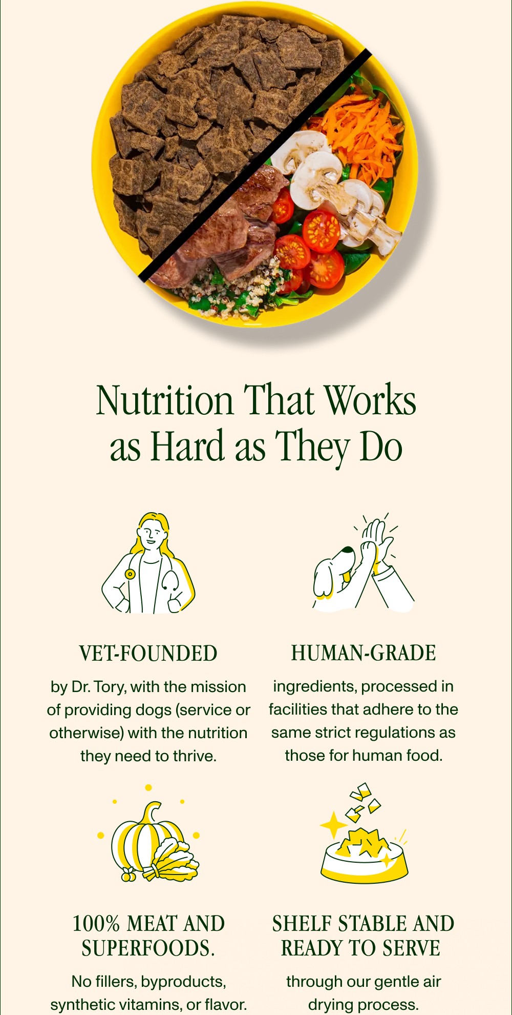 Nutrition That Works as Hard as They Do Vet-founded by Dr. Tory, with the mission of providing dogs (service or otherwise) with the nutrition they...