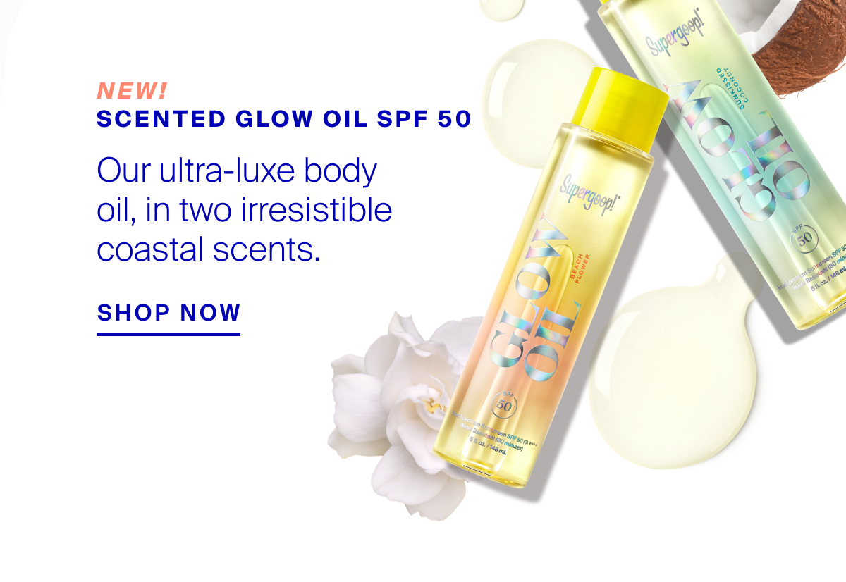 Shop NEW Scented Glow Oil SPF 50, our ultra-luxe body oil in two irresistible coastal scents.