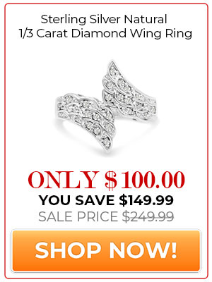 Sterling Silver Natural 1/3 Carat Diamond Wing Ring