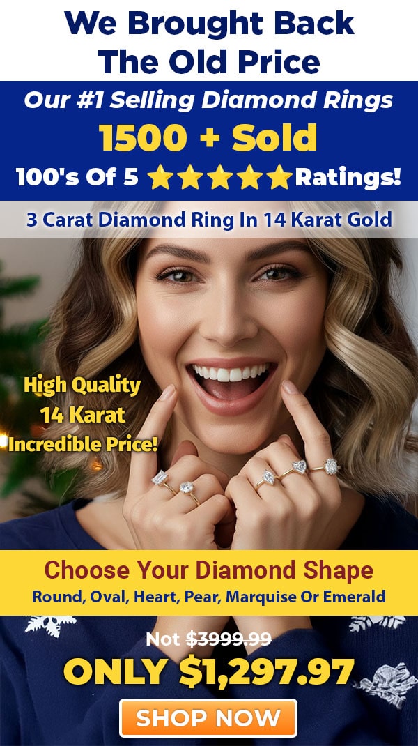 Amazing Fiery 3 Carat Diamond Ring In Solid 14 Karat Gold