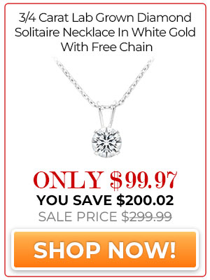 3/4 Carat Lab Grown Diamond Solitaire Necklace In White Gold With Free Chain