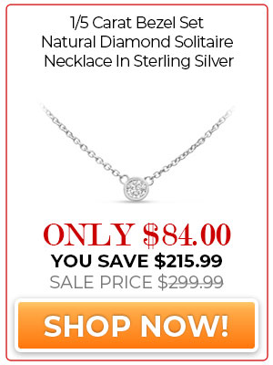 1/5 Carat Bezel Set Natural Diamond Solitaire Necklace In Sterling Silver