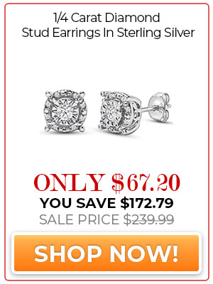 1/4 Carat Diamond Stud Earrings In Sterling Silver