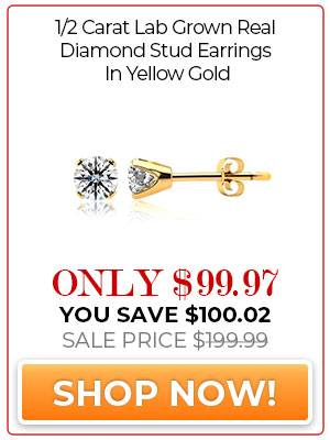 1/2 Carat Lab-Grown Diamond Stud Earrings In Yellow Gold