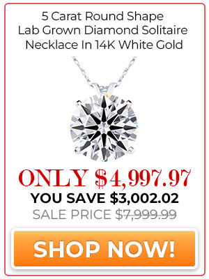 5 Carat Round Shape Lab Grown Diamond Solitaire Necklace In 14K White Gold