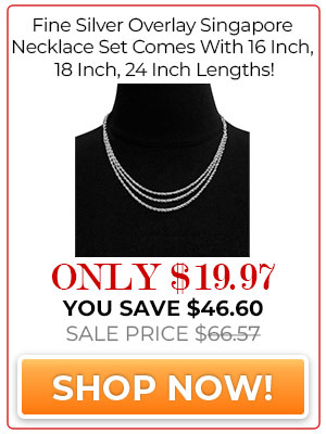 Fine Silver Overlay Singapore Necklace Set Comes With 16 Inch, 18 Inch, 24 Inch Lengths!