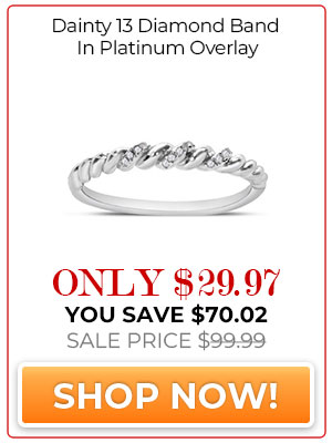 Dainty 13 Diamond Band In Platinum Overlay