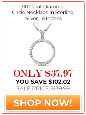 1/10 Carat Diamond Circle Necklace In Sterling Silver, 18 Inches