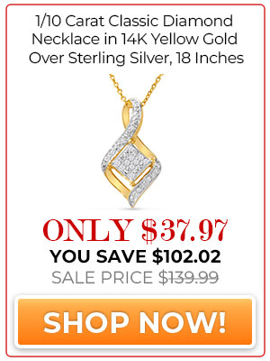 1/10 Carat Classic Diamond Necklace in 14K Yellow Gold Over Sterling Silver, 18 Inches