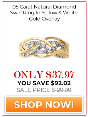.05 Carat Natural Diamond Swirl Ring In Yellow & White Gold Overlay