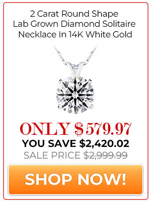 2 Carat Round Shape Lab Grown Diamond Solitaire Necklace In 14K White Gold