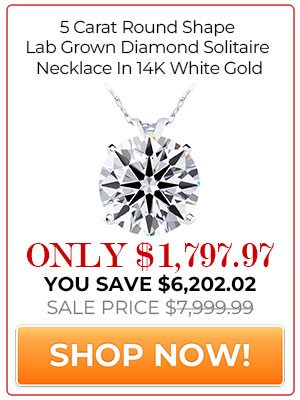 5 Carat Round Shape Lab Grown Diamond Solitaire Necklace In 14K White Gold