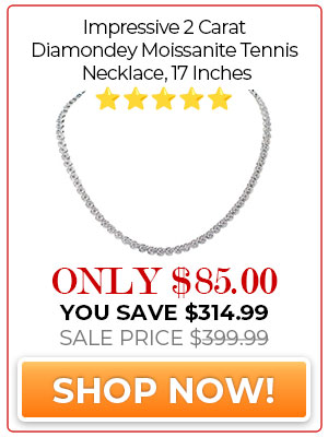 Impressive 2 Carat Diamondey Moissanite Tennis Necklace, 17 Inches
