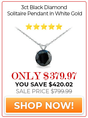 3ct Black Diamond Solitaire Pendant in White Gold
