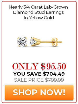 Nearly 3/4 Carat Lab-Grown Diamond Stud Earrings In Yellow Gold