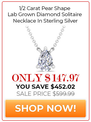 1/2 Carat Pear Shape Lab Grown Diamond Solitaire Necklace In Sterling Silver