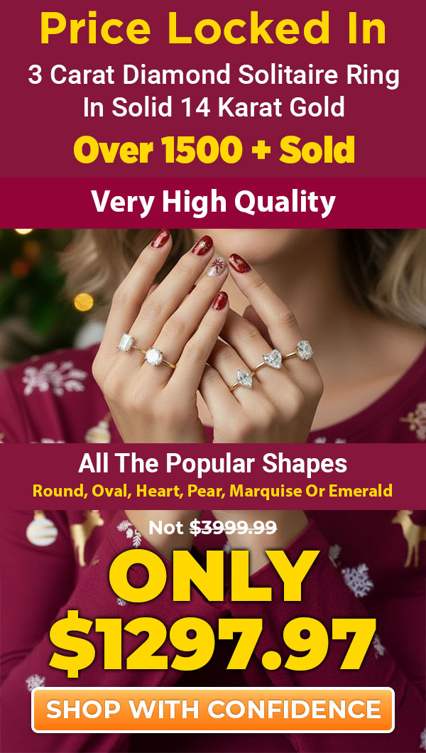 Amazing Fiery 3 Carat Diamond Ring In Solid 14 Karat Gold