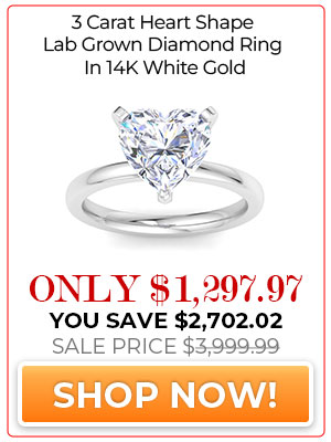 3 Carat Heart Shape Lab Grown Diamond Ring In 14 Karat White Gold