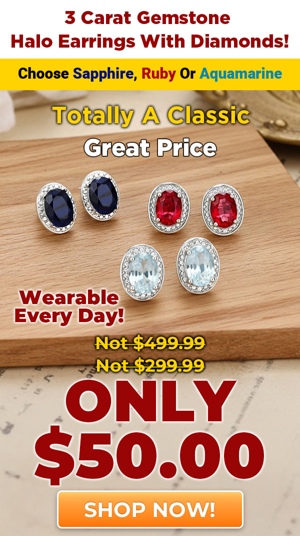 3 Carat Gemstone Halo Earrings With Diamonds!