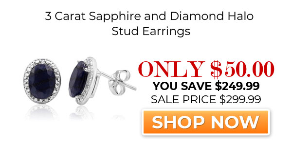3 Carat Sapphire and Diamond Halo Stud Earrings