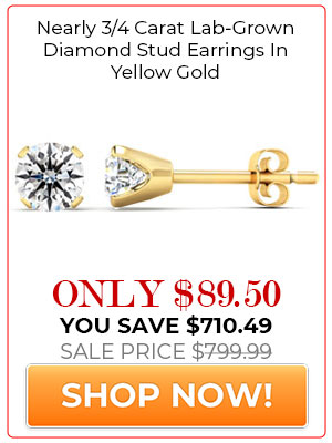 Nearly 3/4 Carat Lab-Grown Diamond Stud Earrings In Yellow Gold