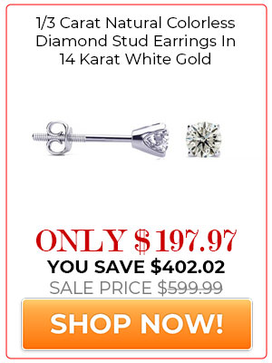 1/3 Carat Natural Colorless Diamond Stud Earrings In 14 Karat White Gold