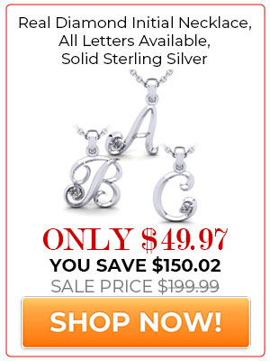 Real Diamond Initial Necklace, All Letters Available, Solid Sterling Silver