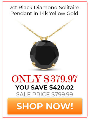 2ct Black Diamond Solitaire Pendant in 14k Yellow Gold