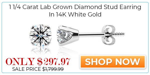 1 1/4 Carat Lab Grown Diamond Stud Earring In 14K White Gold. Amazing Clarity. Totally Eye Clean SI Clarity. First Time Offer! Lowest Price Anywhere