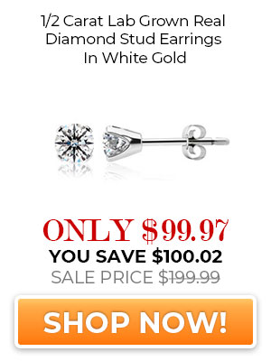 1/2 Carat Lab Grown Real Diamond Stud Earrings In White Gold