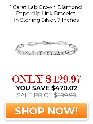 1 Carat Lab Grown Diamond Paperclip Link Bracelet In Sterling Silver, 7 Inches