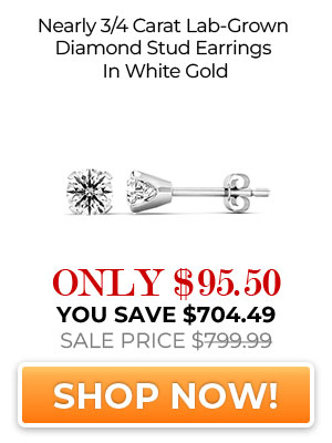 Nearly 3/4 Carat Lab-Grown Diamond Stud Earrings In White Gold