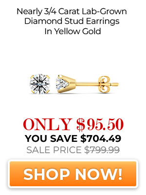 Nearly 3/4 Carat Lab-Grown Diamond Stud Earrings In Yellow Gold