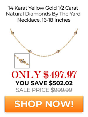 14 Karat Yellow Gold 1/2 Carat Natural Diamonds By The Yard Necklace, 16-18 Inches