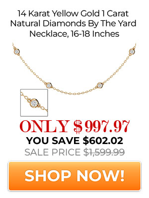 14 Karat Yellow Gold 1 Carat Natural Diamonds By The Yard Necklace, 16-18 Inches