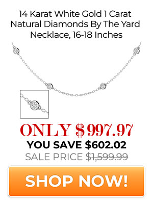 14 Karat White Gold 1 Carat Natural Diamonds By The Yard Necklace, 16-18 Inches