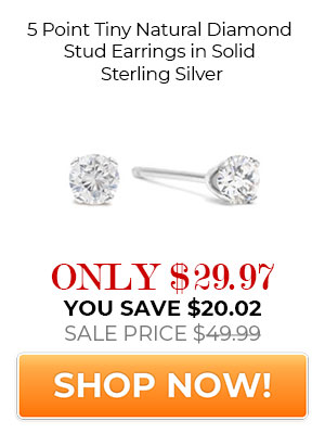 5 Point Tiny Natural Diamond Stud Earrings in Solid Sterling Silver