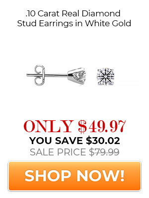 .10 Carat Real Diamond Stud Earrings in White Gold, G-H color, VS clarity