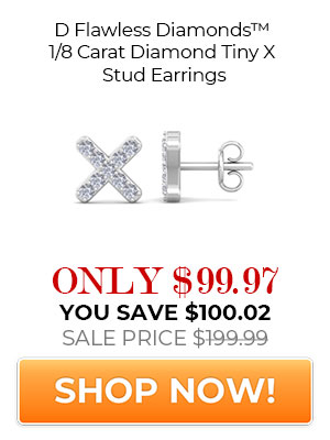 D Flawless Diamonds™ 1/8 Carat Diamond Tiny X Stud Earrings