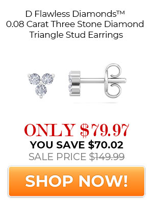 D Flawless Diamonds™ 0.08 Carat Three Stone Diamond Triangle Stud Earrings