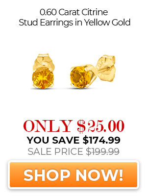 0.60 Carat Citrine Stud Earrings in Yellow Gold