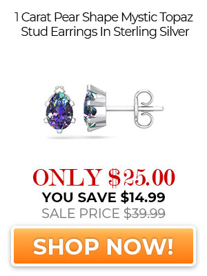 1 Carat Pear Shape Mystic Topaz Stud Earrings In Sterling Silver