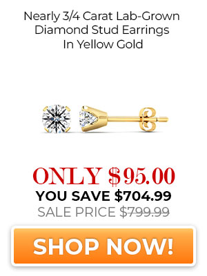 Nearly 3/4 Carat Lab-Grown Diamond Stud Earrings In Yellow Gold
