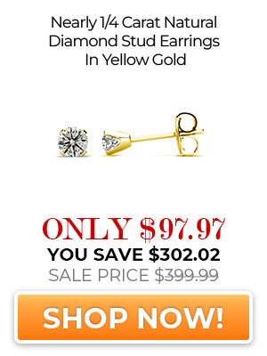 Nearly 1/4 Carat Natural Diamond Stud Earrings In Yellow Gold