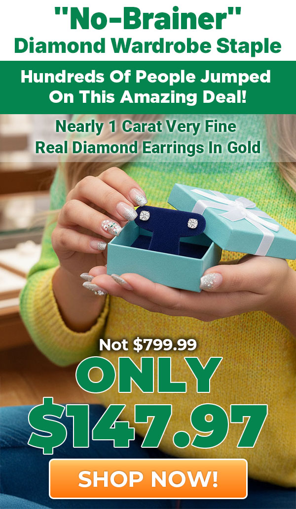 Nearly 1 Carat Very Fine Diamond Earrings In Gold