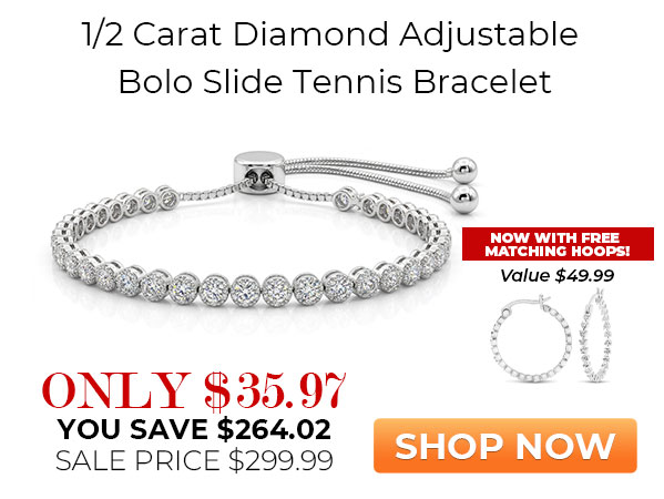1/2 Carat Diamond Adjustable Bolo Slide Tennis Bracelet