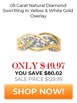 .05 Carat Natural Diamond Swirl Ring In Yellow & White Gold Overlay